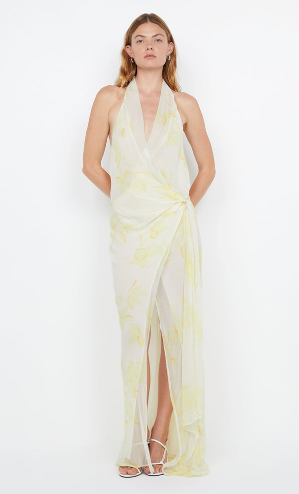 COLMAR WRAP MAXI DRESS - LEMON FLORAL