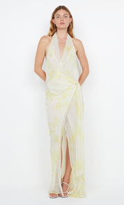 COLMAR WRAP MAXI DRESS - LEMON FLORAL