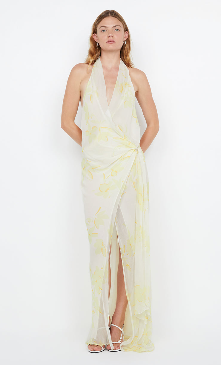 COLMAR WRAP MAXI DRESS - LEMON FLORAL