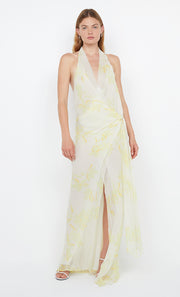 COLMAR WRAP MAXI DRESS - LEMON FLORAL