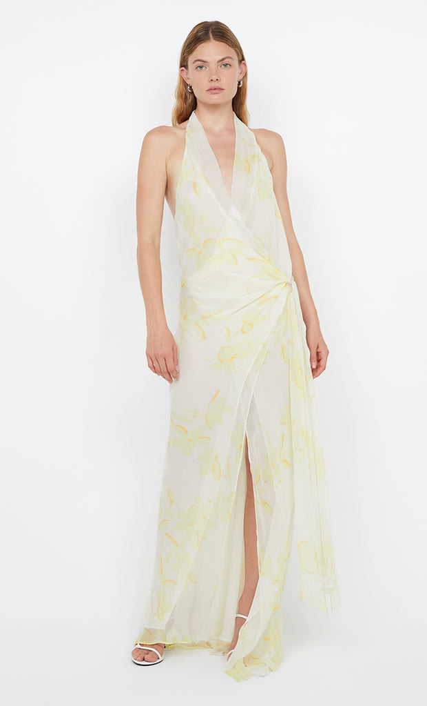 COLMAR WRAP MAXI DRESS - LEMON FLORAL