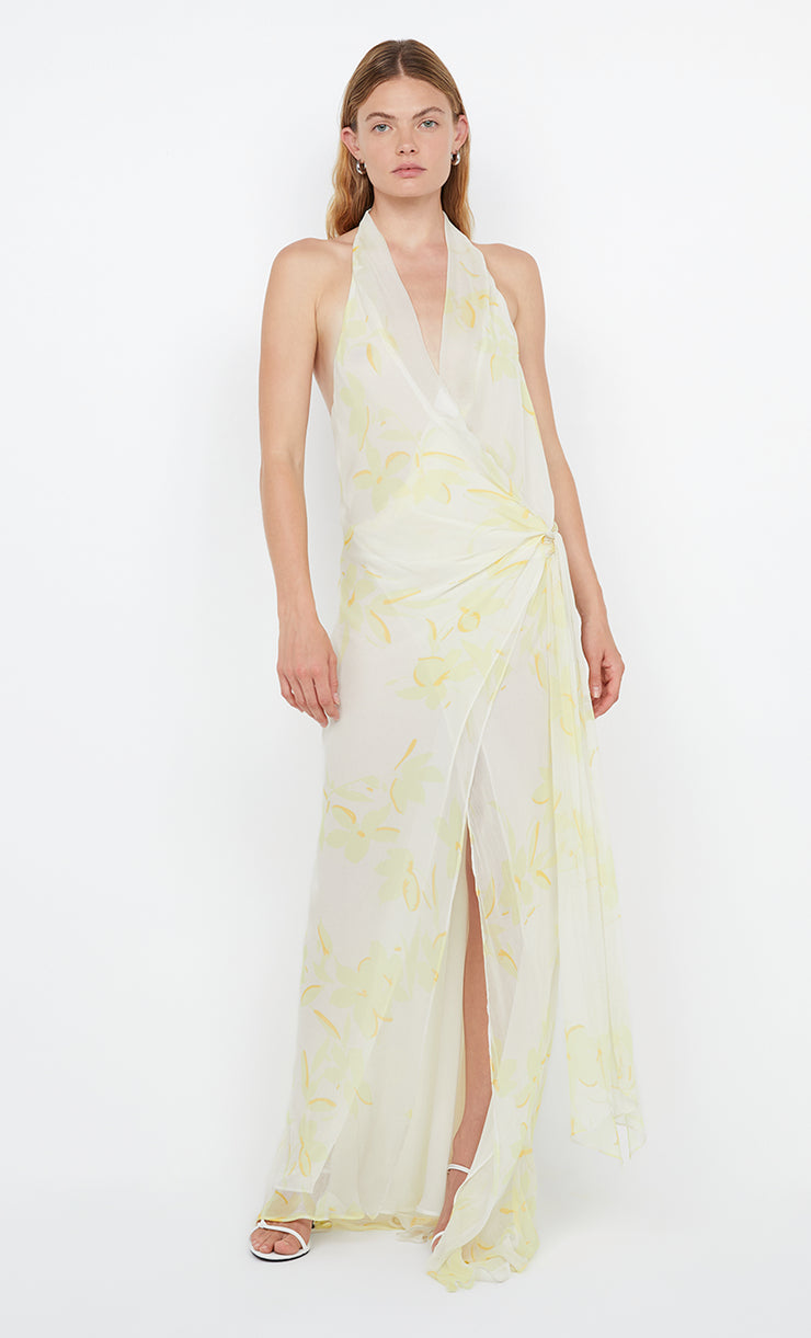 COLMAR WRAP MAXI DRESS - LEMON FLORAL