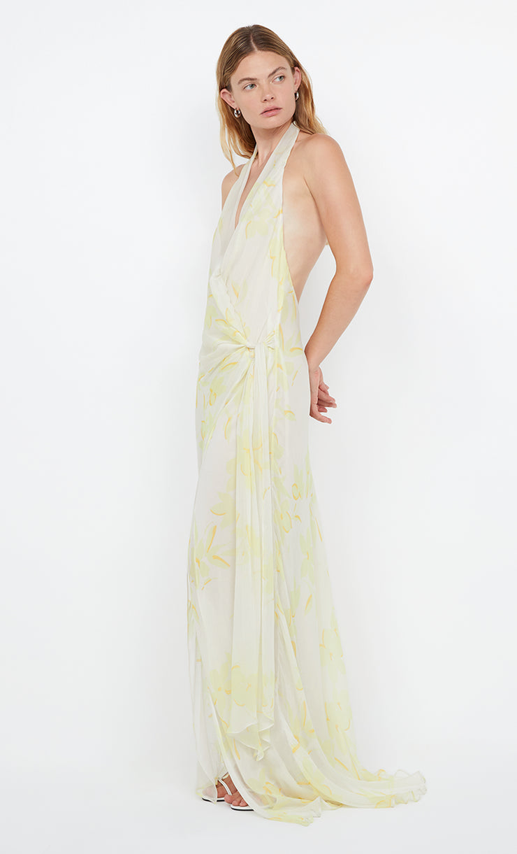 COLMAR WRAP MAXI DRESS - LEMON FLORAL