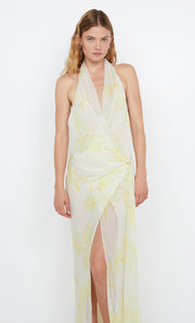 COLMAR WRAP MAXI DRESS - LEMON FLORAL