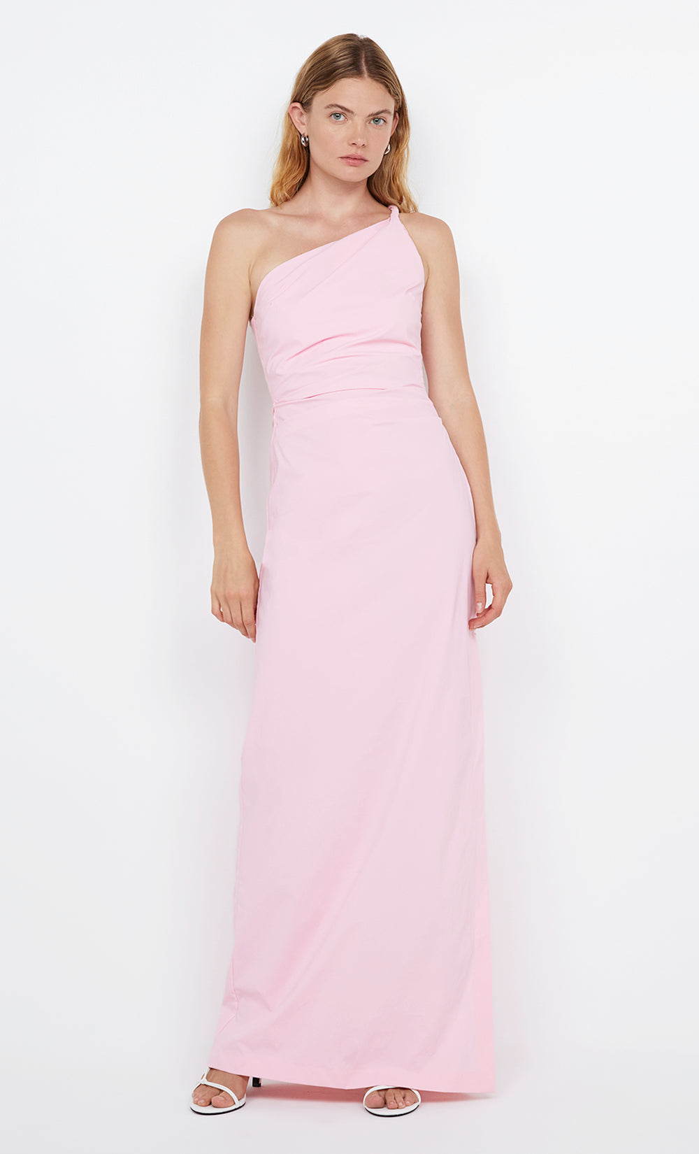 APOLLINE ASYM MAXI DRESS - POWDER PINK