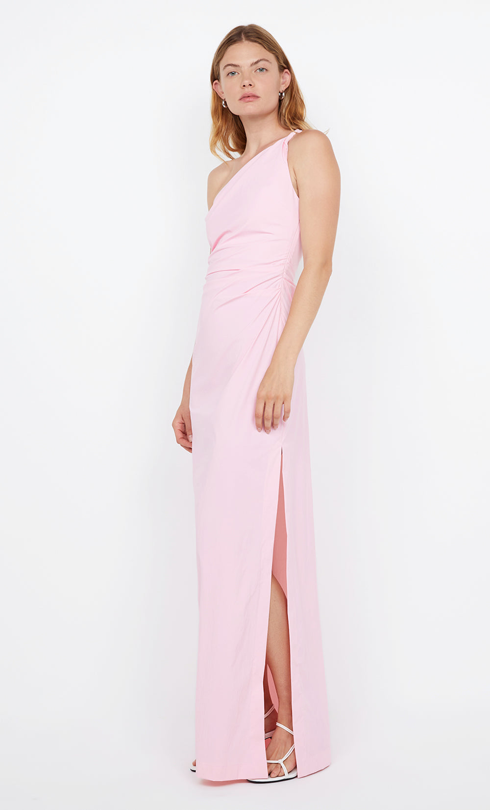 APOLLINE ASYM MAXI DRESS - POWDER PINK