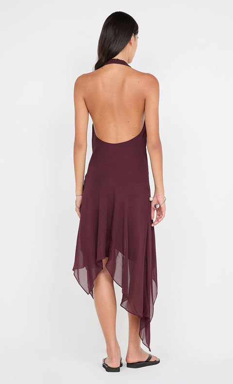 ROCHELLE WRAP MIDI DRESS - PLUM