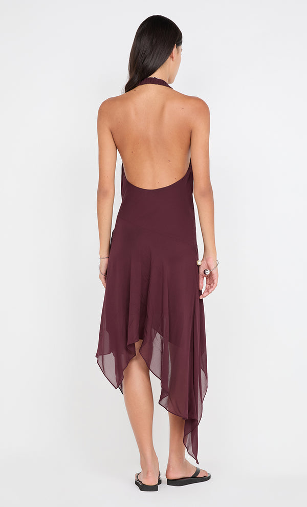 ROCHELLE WRAP MIDI DRESS - PLUM