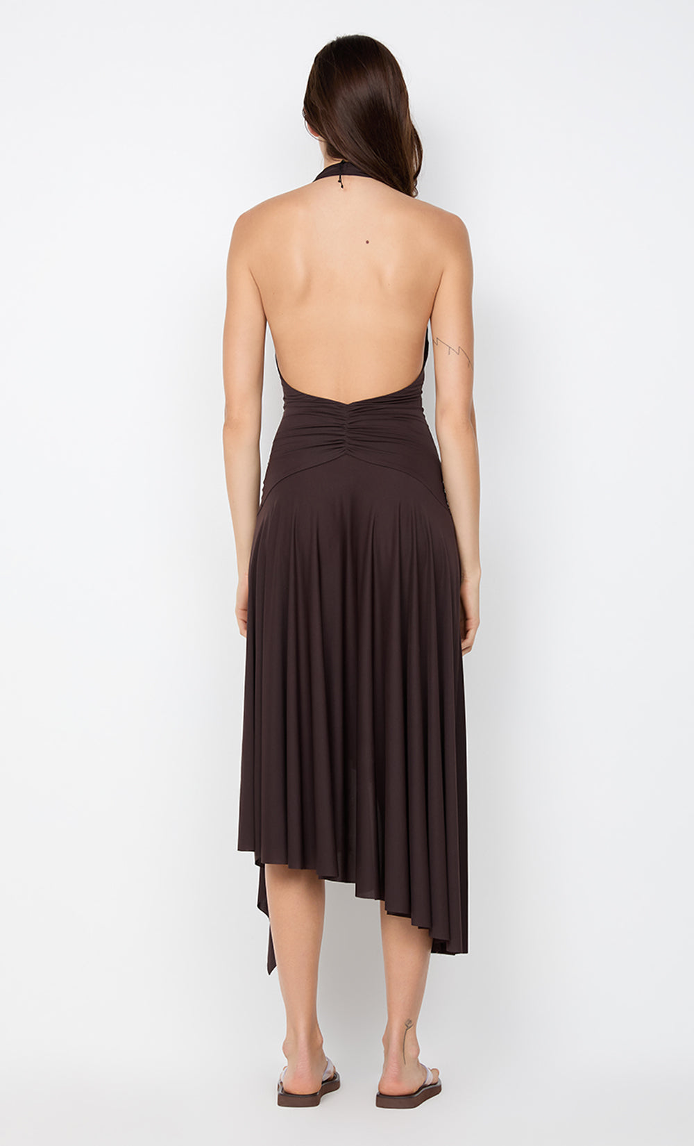 NESSIE HALTER DRESS - DARK CHOCOLATE