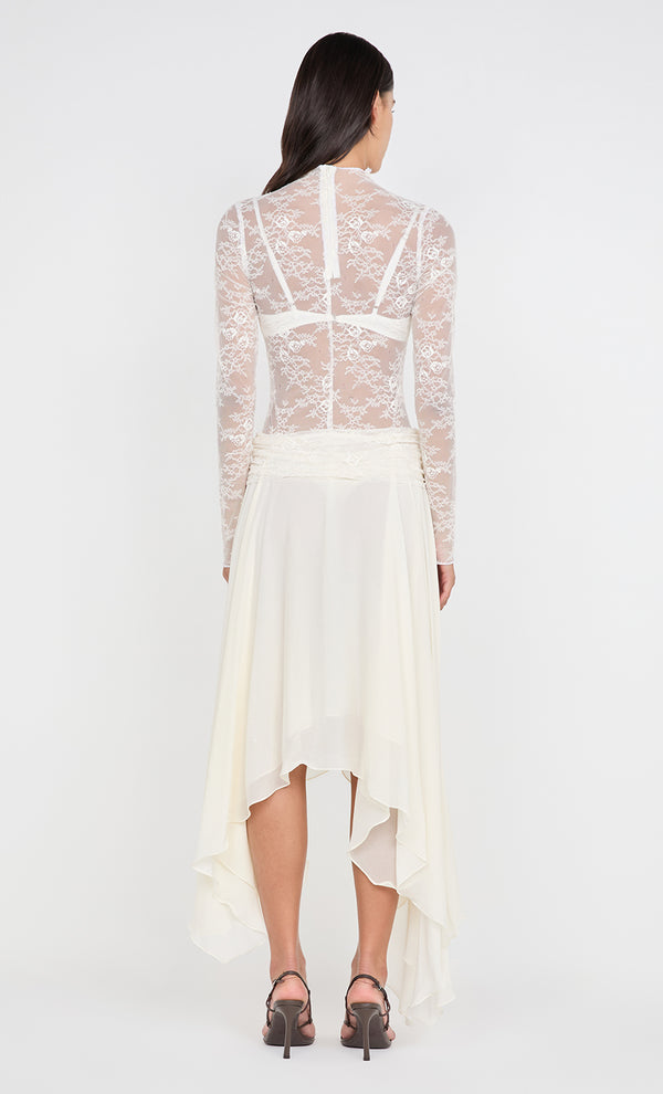 AUDREY ASYM MIDI DRESS - IVORY
