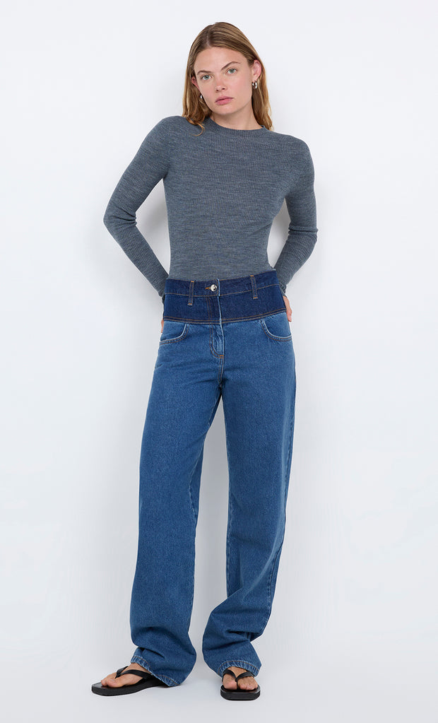 JONI LONG SLEEVE TOP - GREY