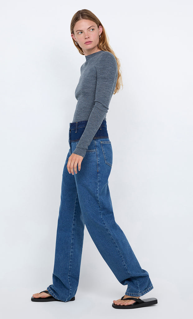 JONI LONG SLEEVE TOP - GREY