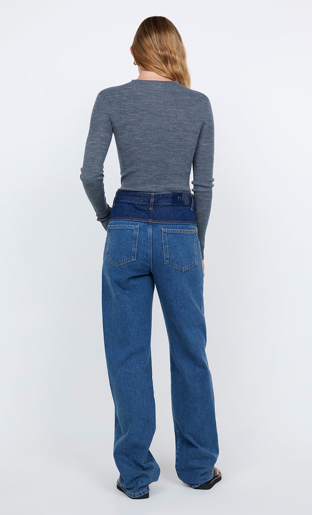JONI LONG SLEEVE TOP - GREY