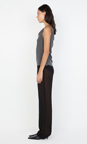 ELENA BOAT NECK TOP - CHARCOAL