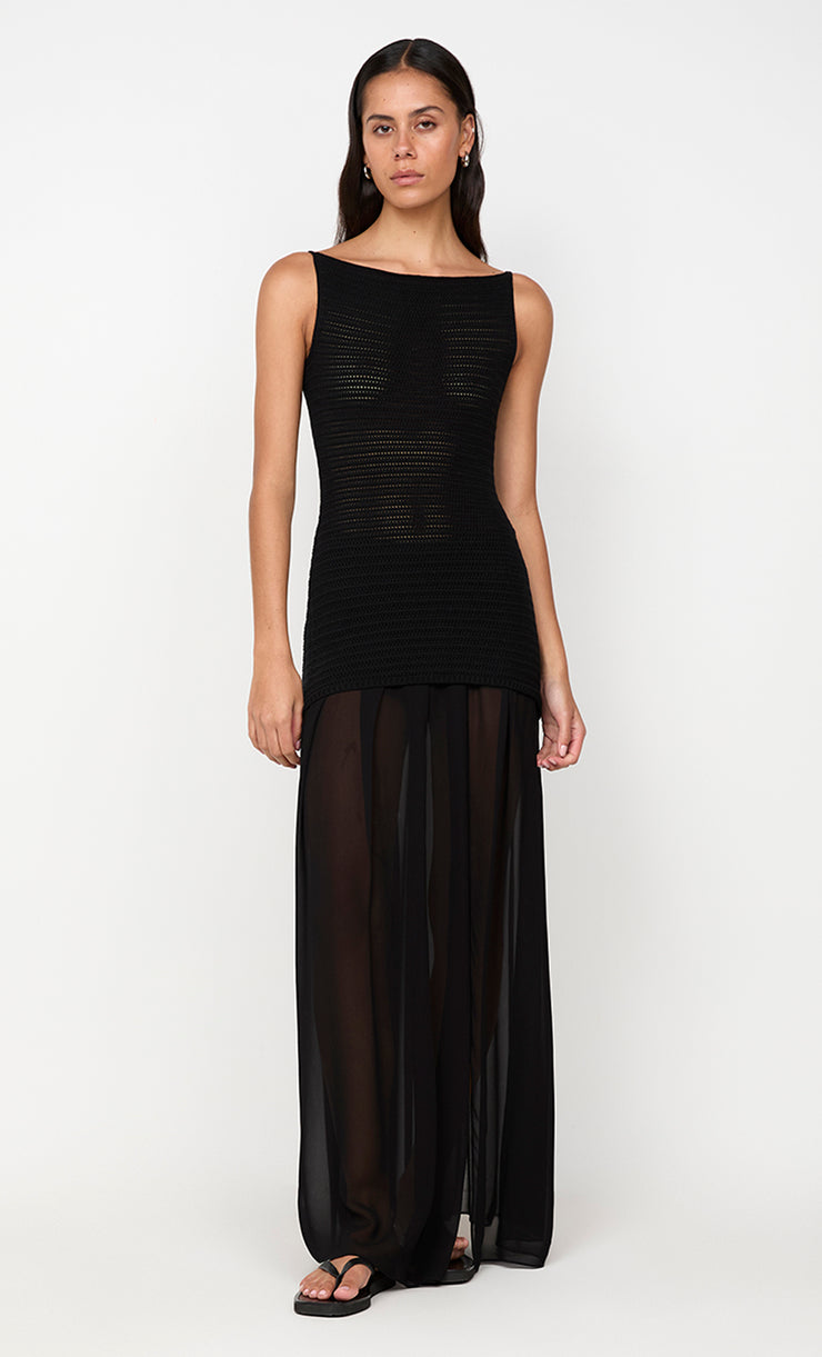 RAVYN BOAT NECK TOP - BLACK