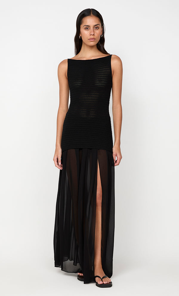 RAVYN BOAT NECK TOP - BLACK