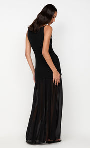 RAVYN BOAT NECK TOP - BLACK