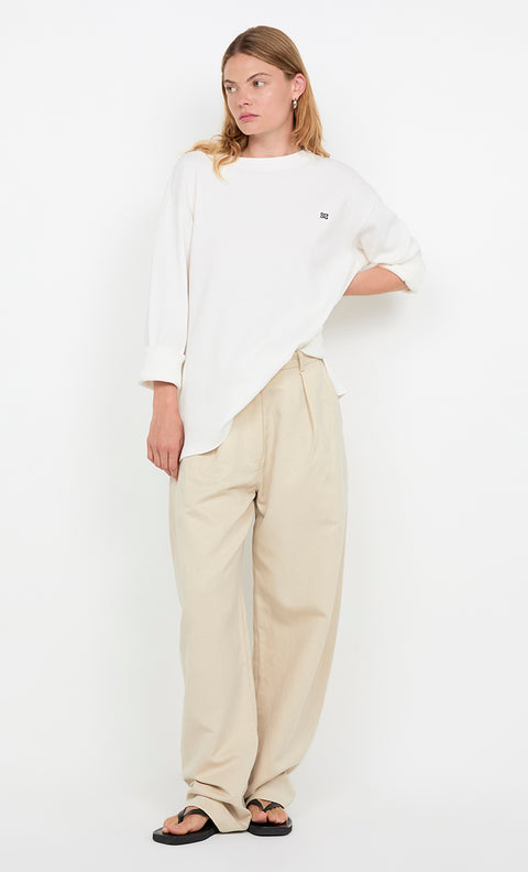 SILO LONG SLEEVE TOP - WHITE/INK