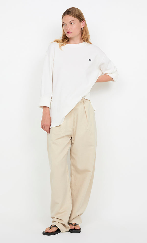 SILO LONG SLEEVE TOP - WHITE/INK
