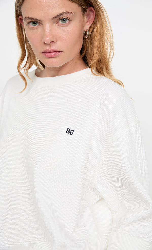 SILO LONG SLEEVE TOP - WHITE/INK