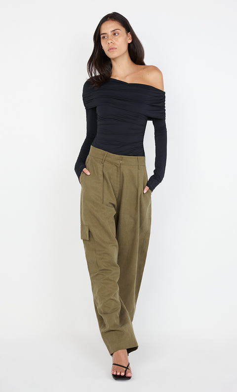 TILLIE DRAPE TOP - BLACK