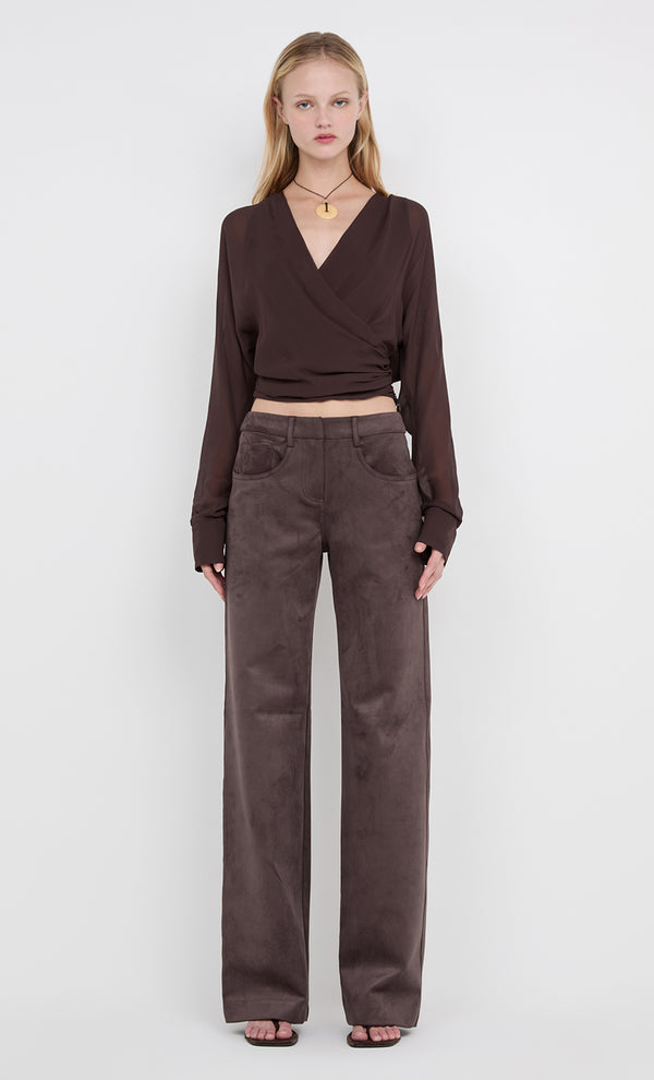 AURELIA WRAP TOP - DARK CHOCOLATE