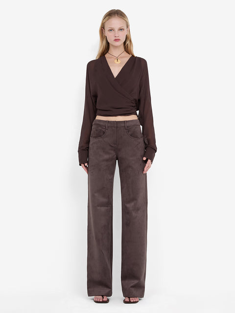 AURELIA WRAP TOP - DARK CHOCOLATE