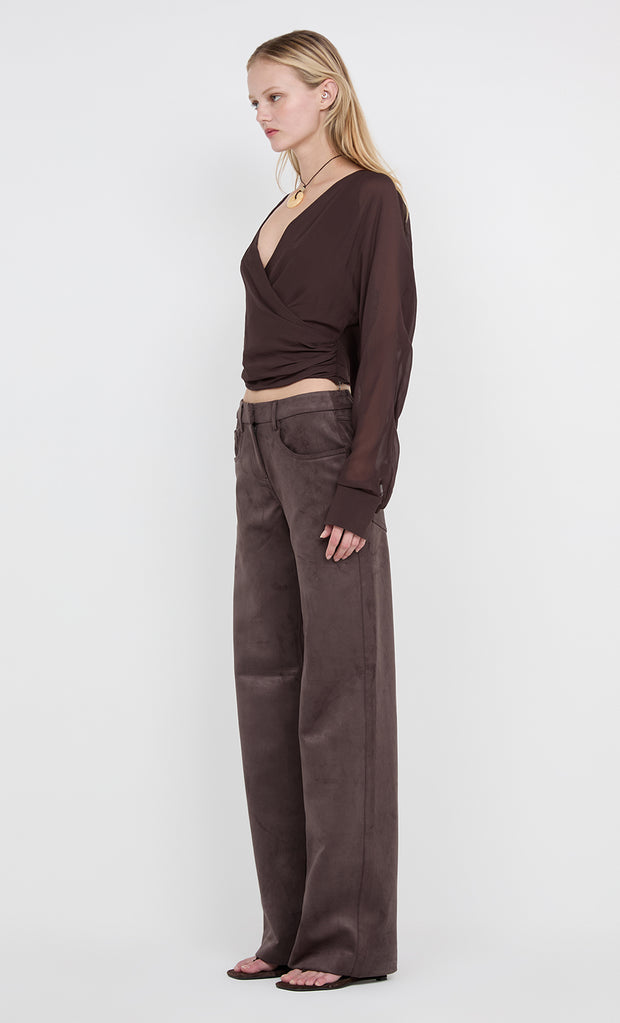 AURELIA WRAP TOP - DARK CHOCOLATE