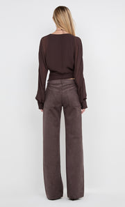 AURELIA WRAP TOP - DARK CHOCOLATE