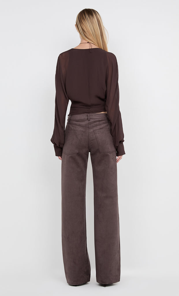 AURELIA WRAP TOP - DARK CHOCOLATE