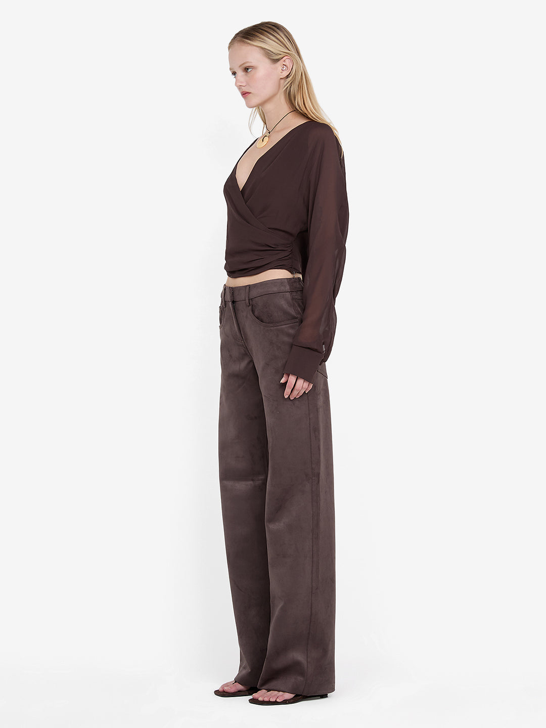 AURELIA WRAP TOP - DARK CHOCOLATE