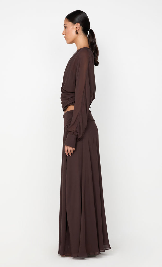 AURELIA WRAP TOP - DARK CHOCOLATE