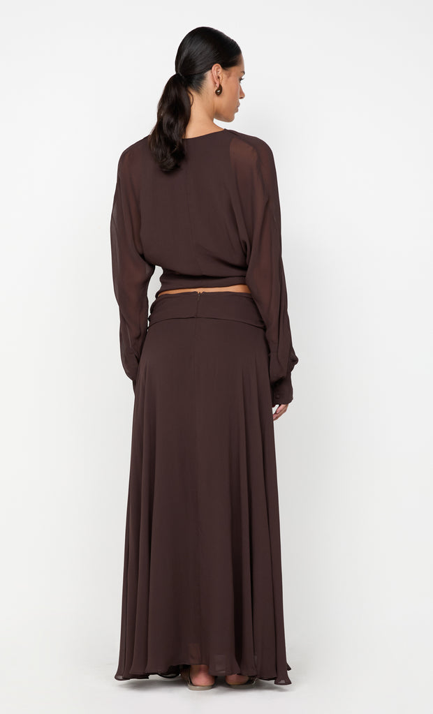 AURELIA WRAP TOP - DARK CHOCOLATE