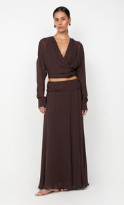 AURELIA MAXI SKIRT - DARK CHOCOLATE