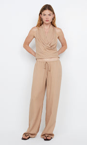 ALMERIA WRAP TOP - CAMEL STRIPE
