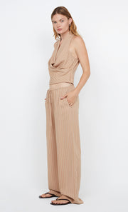 ALMERIA WRAP TOP - CAMEL STRIPE