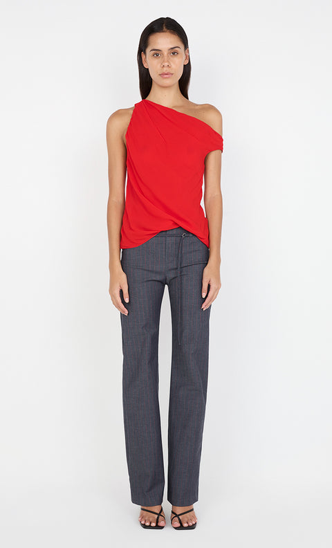 AUDE PANT  - CHARCOAL/RED PINSTRIPE
