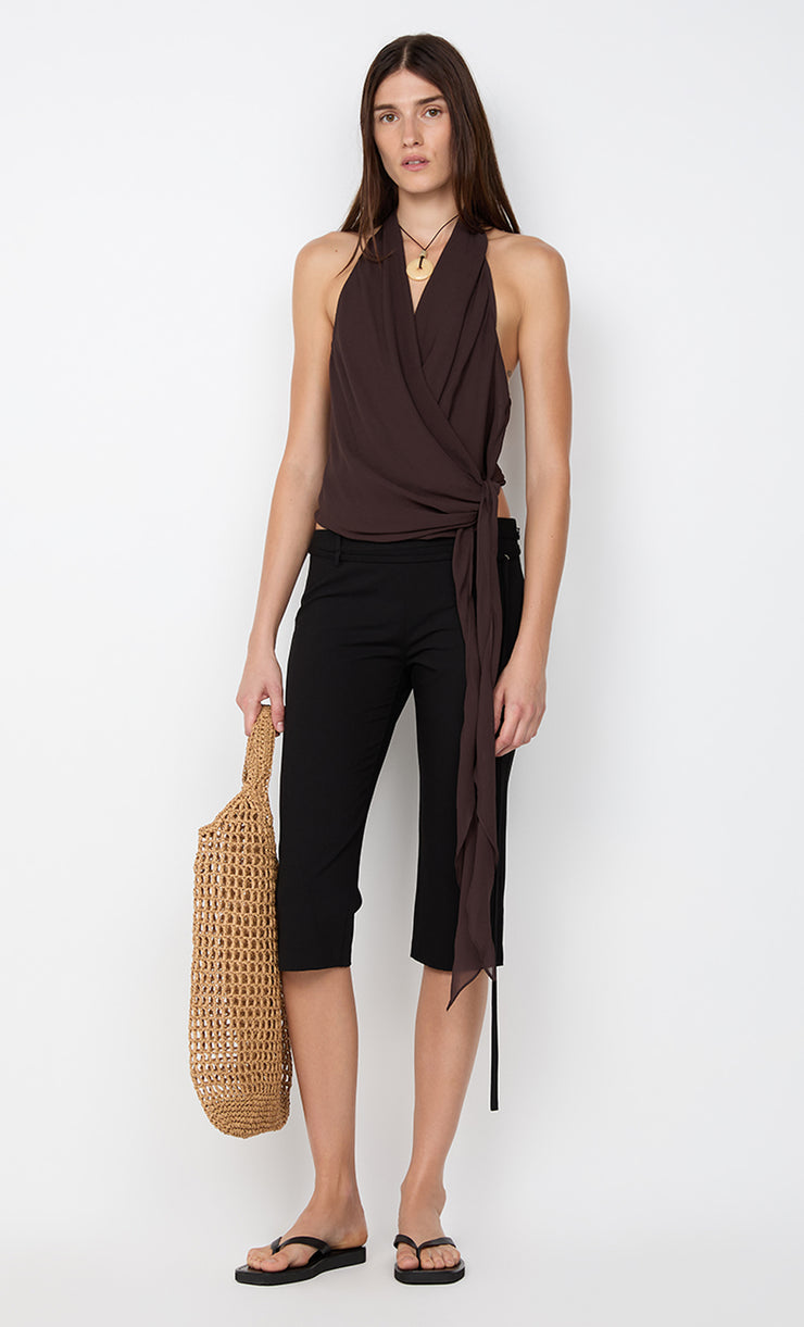 CELYSE HALTER TOP - DARK CHOCOLATE