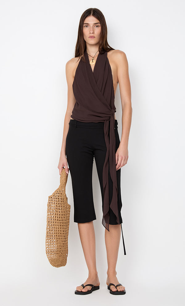 CELYSE HALTER TOP - DARK CHOCOLATE