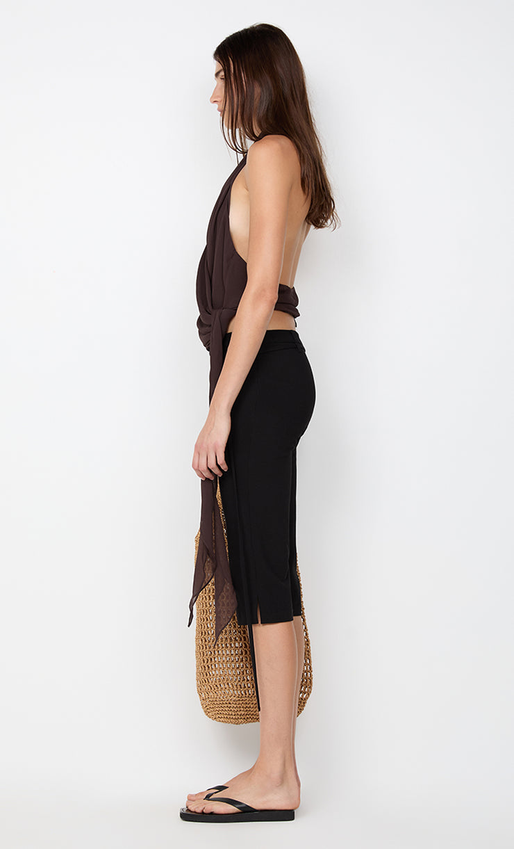 CELYSE HALTER TOP - DARK CHOCOLATE