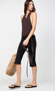 CELYSE HALTER TOP - DARK CHOCOLATE