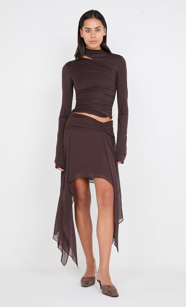 NESSIE LONG SLEEVE TOP - DARK CHOCOLATE