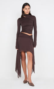 NESSIE LONG SLEEVE TOP - DARK CHOCOLATE