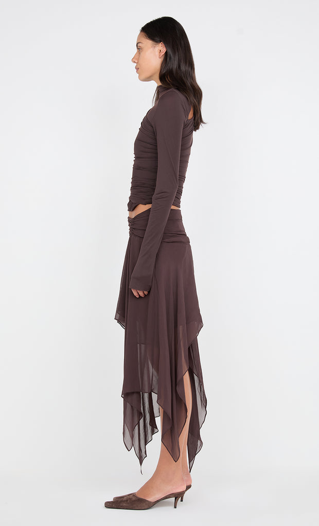 NESSIE LONG SLEEVE TOP - DARK CHOCOLATE