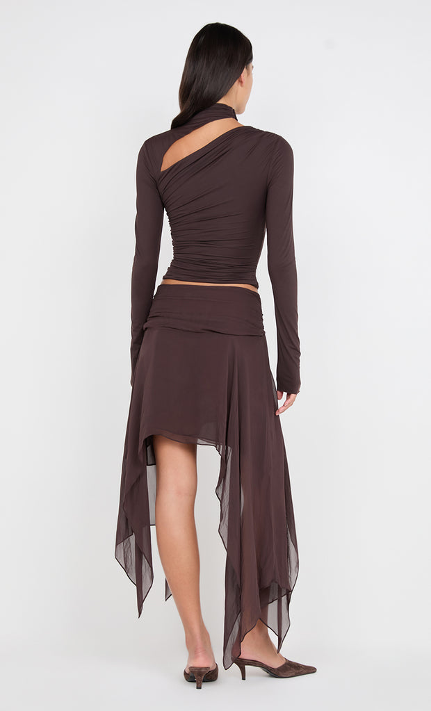 NESSIE LONG SLEEVE TOP - DARK CHOCOLATE