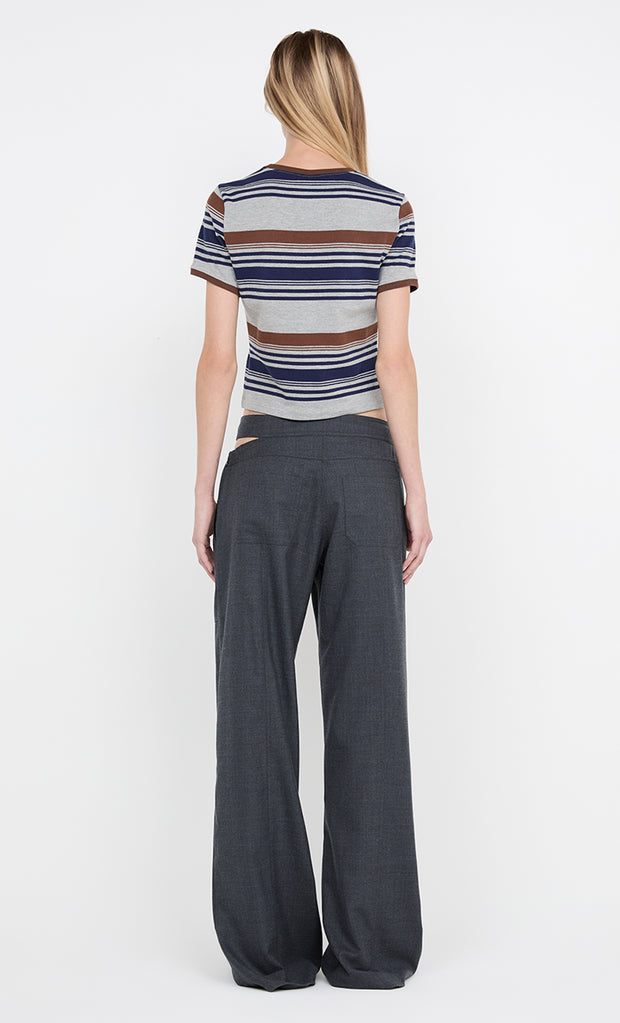 PARKER CROPPED TEE - STRIPE INK/CHOC/GREY