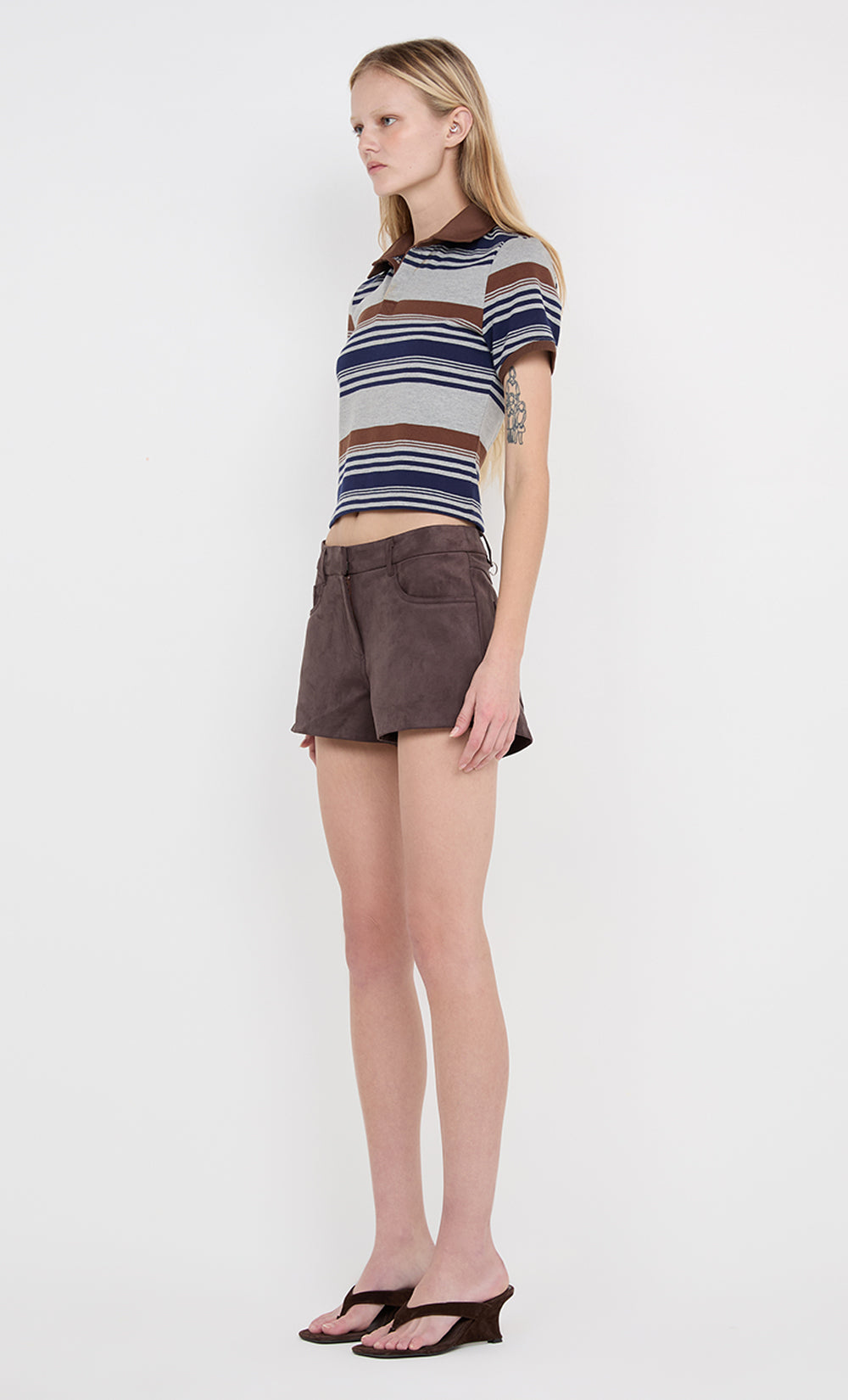 PARKER POLO TEE - STRIPE INK/CHOC/GREY