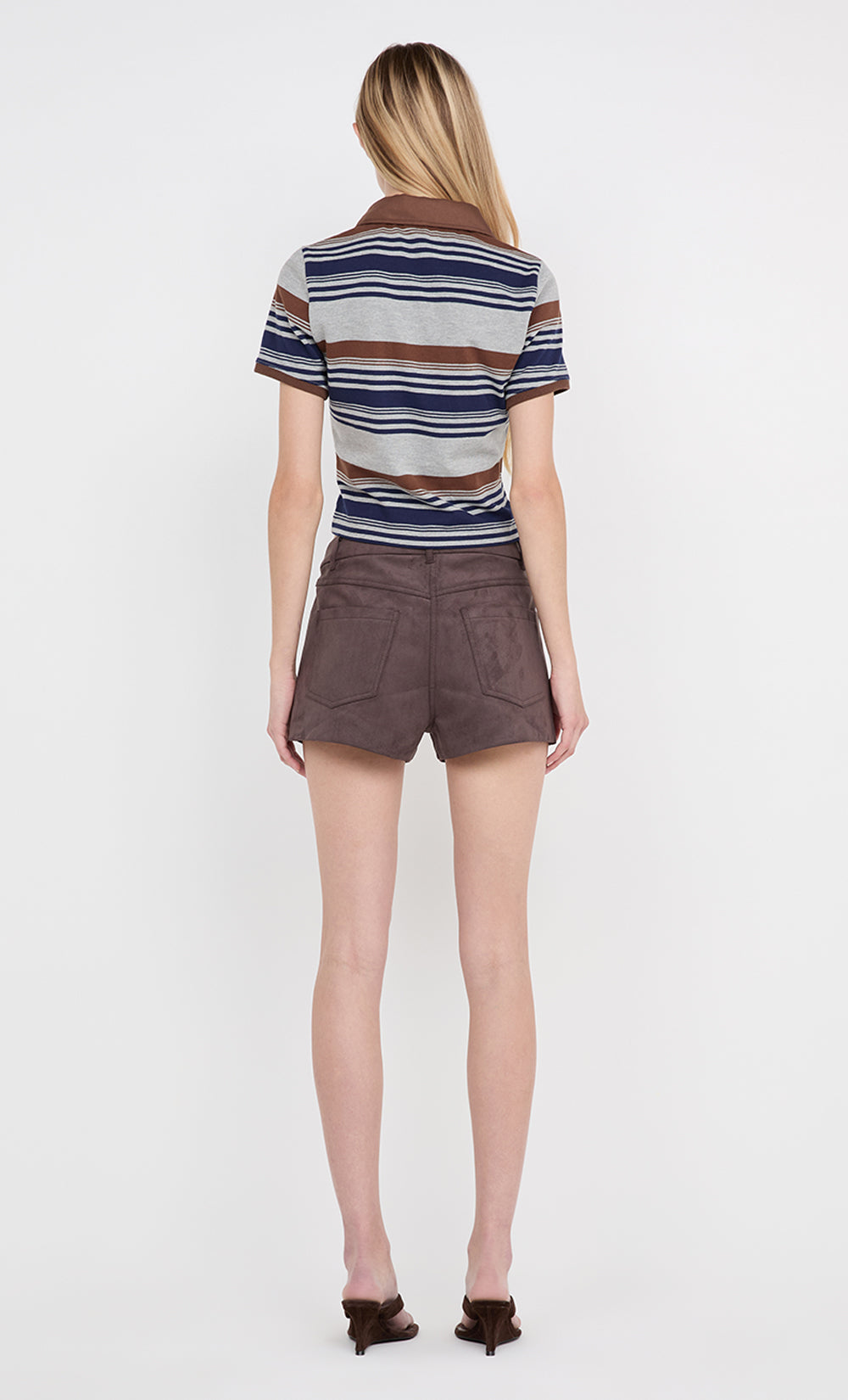 PARKER POLO TEE - STRIPE INK/CHOC/GREY