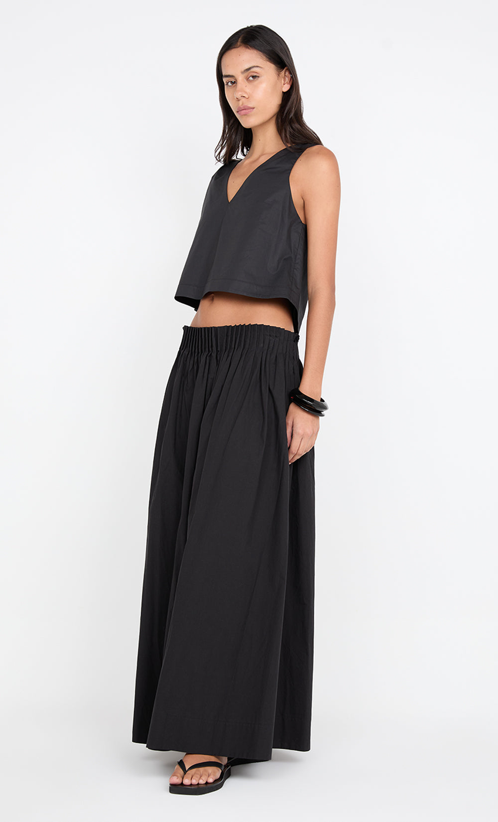 ALUCA PINTUCK MAXI SKIRT - BLACK