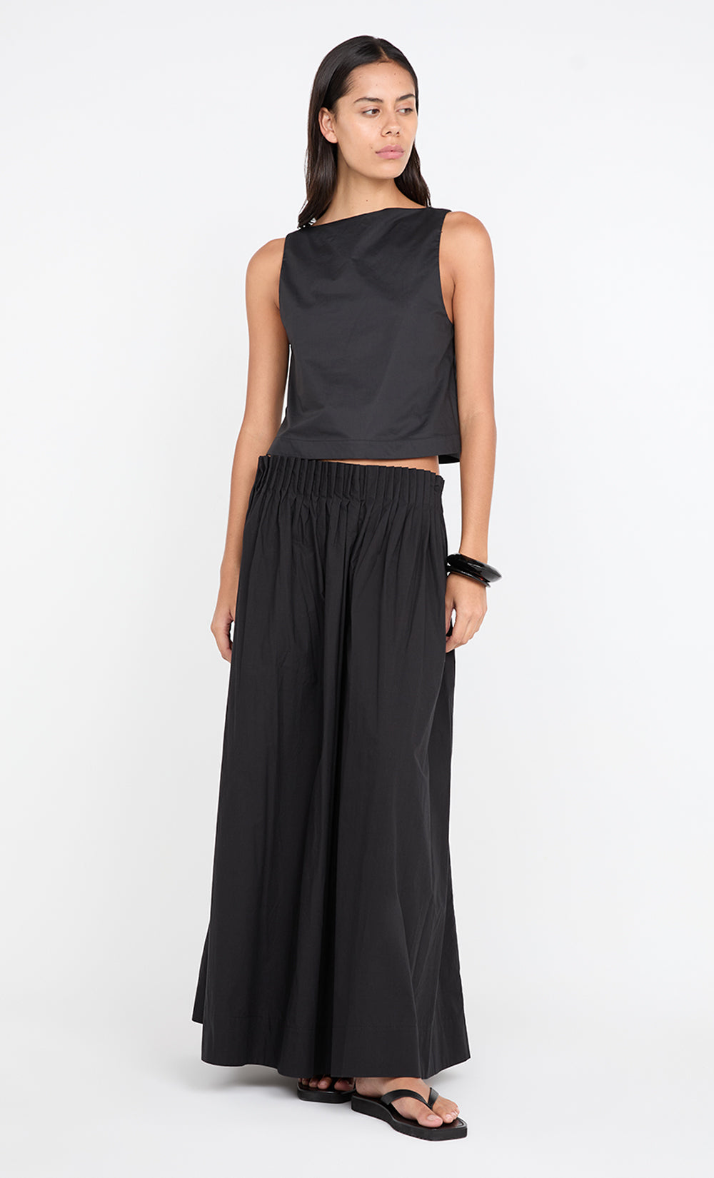 ALUCA PINTUCK MAXI SKIRT - BLACK